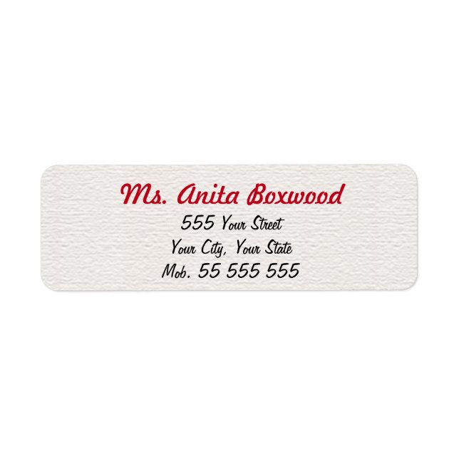 Simple White Structure Red Name Label (Front)