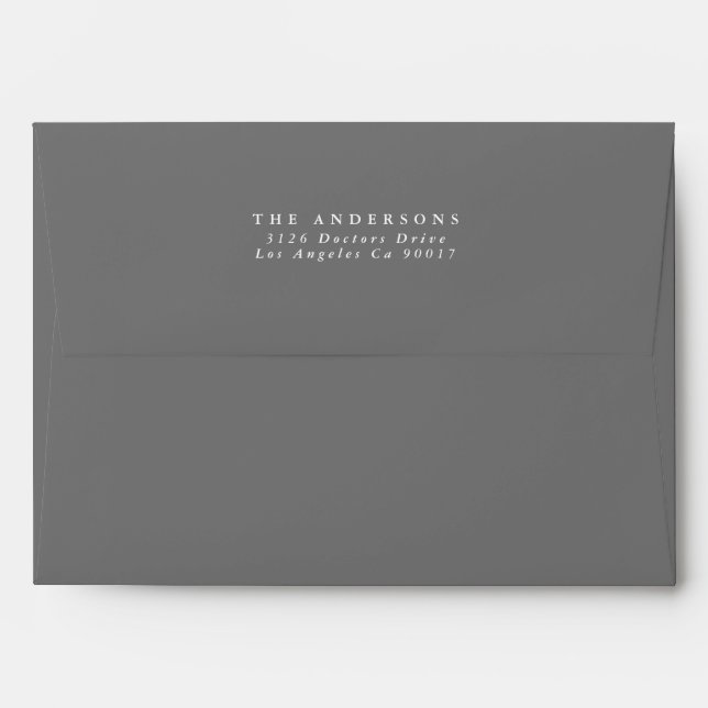 Simple White Text and Gray Modern Envelope (Back (Top Flap))