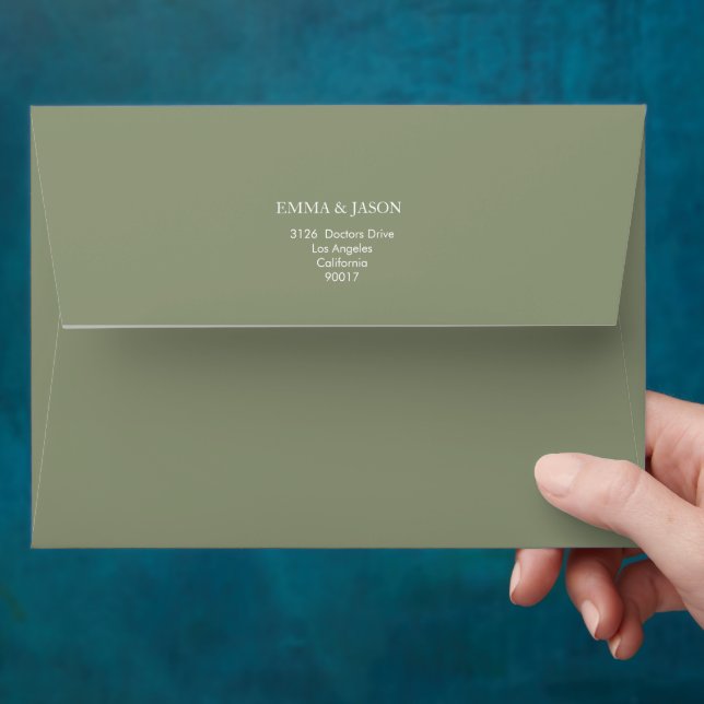 Simple White Text and Sage Green Modern Envelope (Hand)