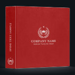 Simple White Text Red Leather Custom Logo 3 Ring Binder<br><div class="desc">Elegant,  simple red faux leather texture image print with stand-in logo and white customizable typography.
Replace the logo with yours or you can contact me for a free custom logo design for any product we offer on Zazzle.</div>