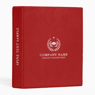 Simple White Text Red Leather Custom Logo Mini Binder