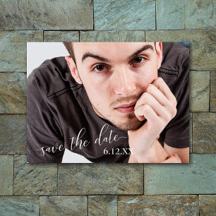 Simple White Text Save the Date Graduation Postcard