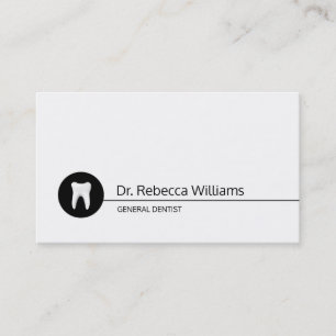 Simple White Tooth Dental Care Dentist Black Dot Business Card