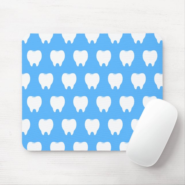 Simple White Tooth with Light Blue Pattern – Clean Mouse Pad (With Mouse)