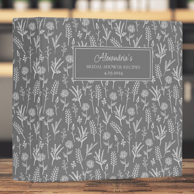 Simple White Twigs Bridal Shower Recipe  3 Ring Binder (Creator Uploaded)