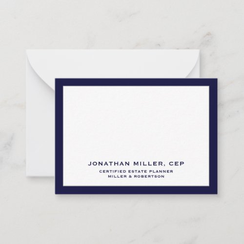 Simple White Typographic Name Title Company Note Card