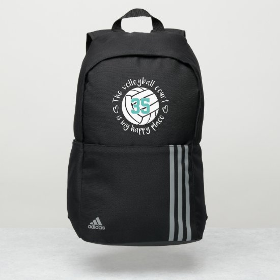 simple white volleyball court is my happy place adidas backpack