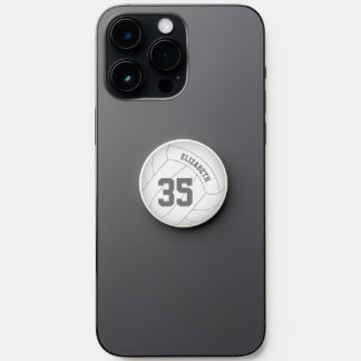 simple white volleyball custom name jersey number PopSocket