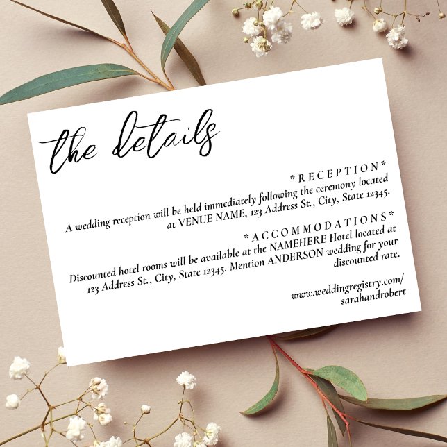 Simple White Wedding Details Enclosure Card (Simple White Wedding Details Enclosure Card)