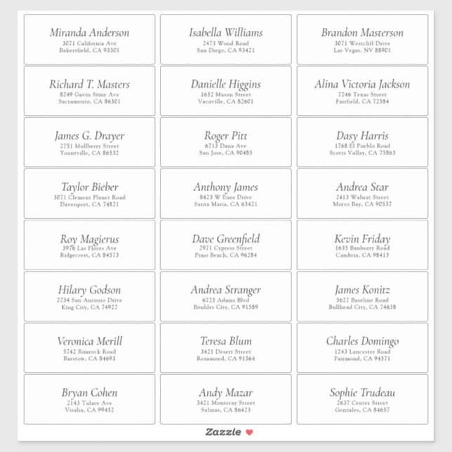Simple White Wedding Guest Address Label (Sheet)