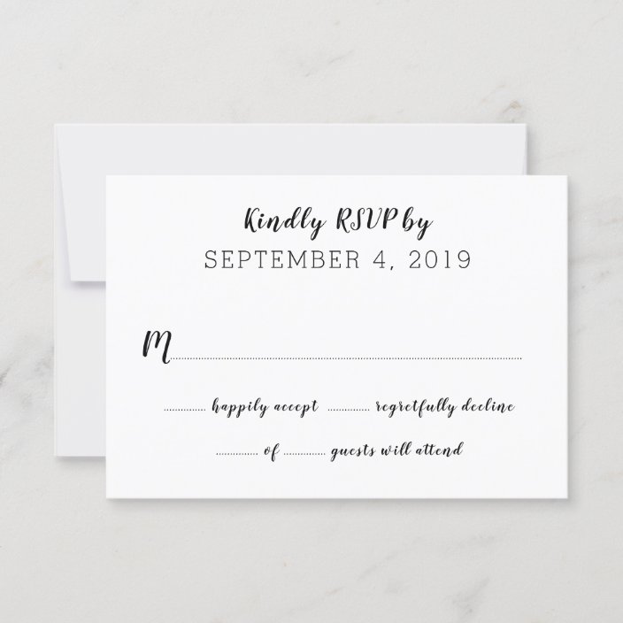 Simple White Wedding Guest Count Rsvp Card Zazzle Com