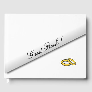 Simple White Wedding Info in Spine Guest Book