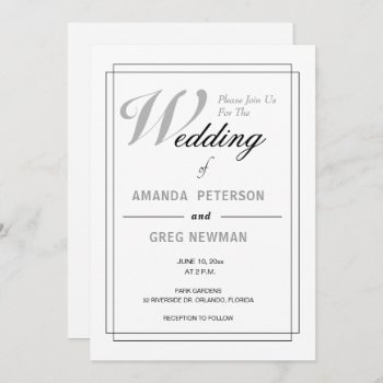 Simple White Wedding Invitations by studioart at Zazzle