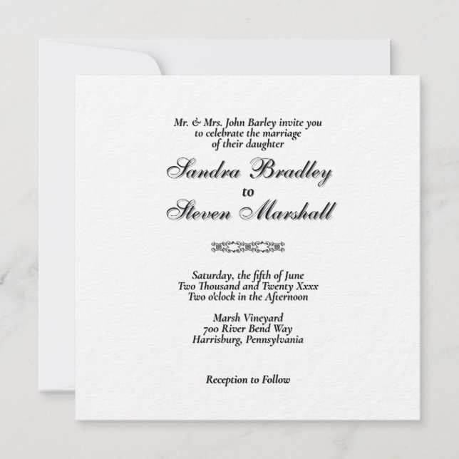 Simple White Wedding Invitations (Front)
