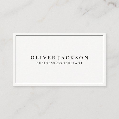 Simple White with Black Border Minimalist Business Card