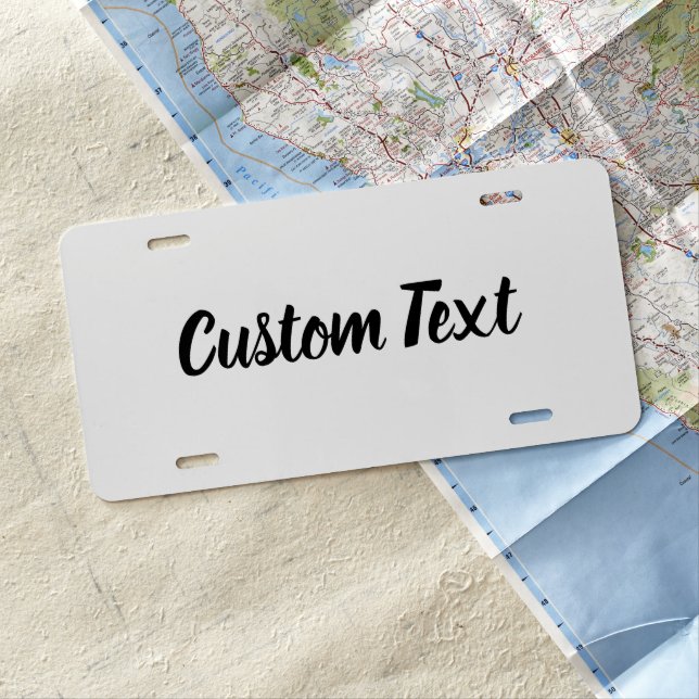 Simple White with Black Script Text Template License Plate (In Situ)