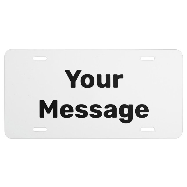 Simple White with Black Text Template License Plate (Front)