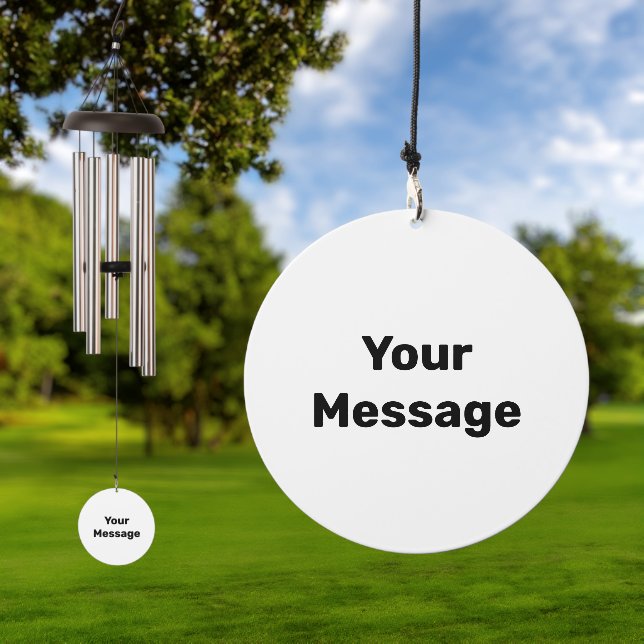 Simple White with Black Text Template Wind Chime (Outdoor)