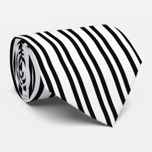 Simple White with Black Vertical Stripes Neck Tie