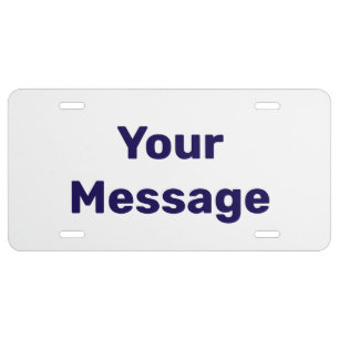 Simple White with Blue Text Template License Plate