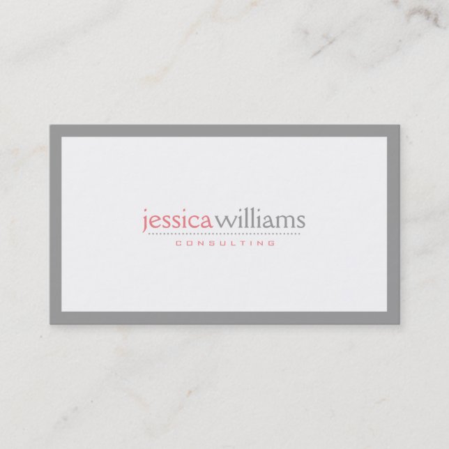 Simple White With Gray Border Business Card (Front)