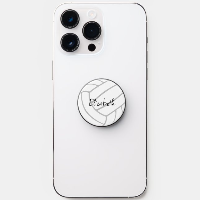 simple white with gray volleyball player PopSocket (Front)