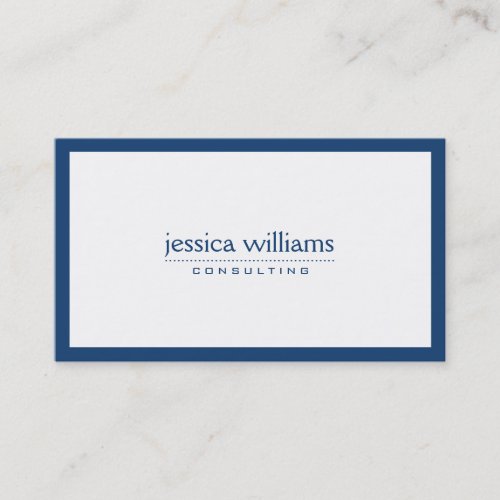 Simple White With Navy Blue Border Business Card