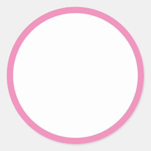 Simple White with Pink Border Classic Round Sticker