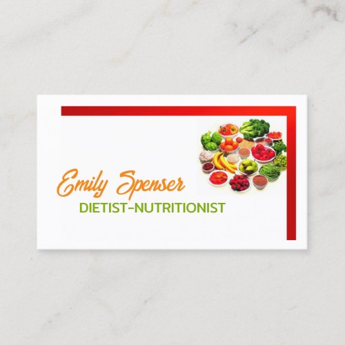 Simple White With Red Border Healthy Life/ Card Business Card