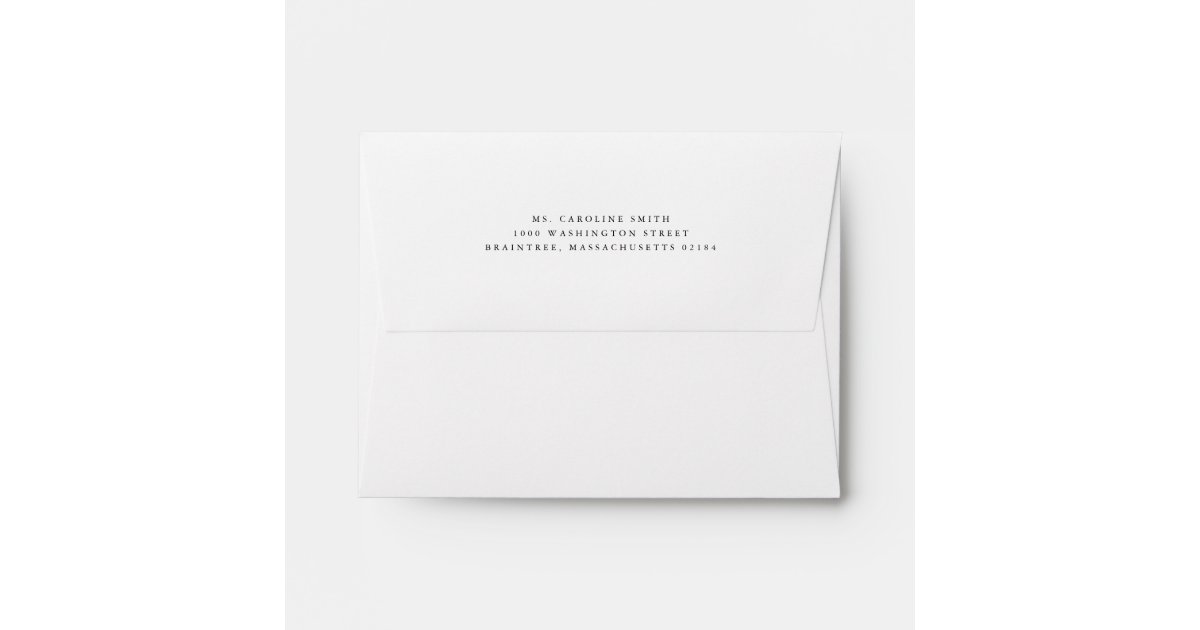 Simple white with return address on back flap of envelope zazzle