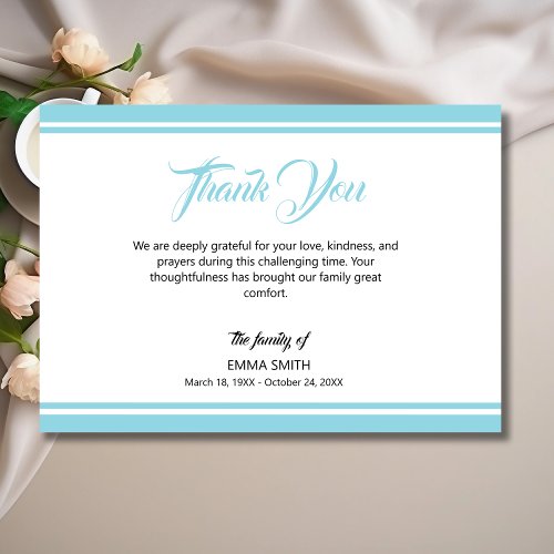 Simple White with Robin Egg Blue Lines Funeral