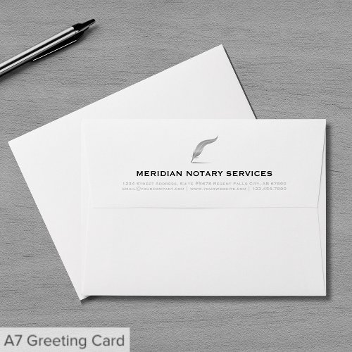 Simple White with Silver Quill Notary Envelope