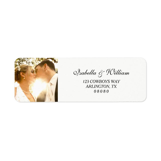Simple White with your Photo Wedding Label (Front)