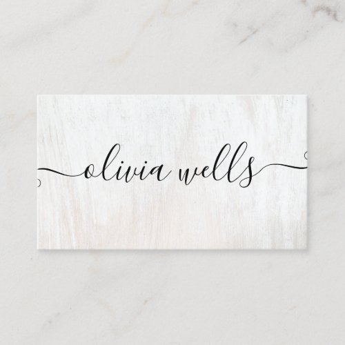 Simple White Wood  Signature Script  Networking Business Card