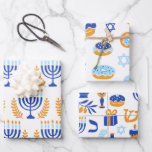 Simple White Yellow and Blue Pattern Hanukkah Wrapping Paper Sheets<br><div class="desc">Simple White Yellow and Blue Pattern Hanukkah Wrapping Paper with Menorahs,  Jelly Donuts,  and more.</div>