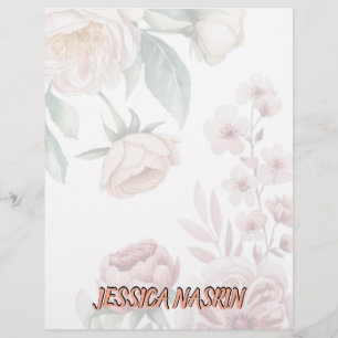 Simple WhiteRose & Soft Pastel Pink Floral Letterhead