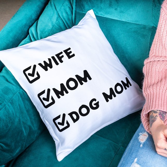 Simple Wife Mom Dog Mom Checkbox  Throw Pillow (Creator Uploaded)