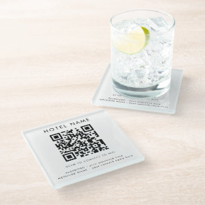 Simple WIFI details QR code Hotel Name Any Color Glass Coaster