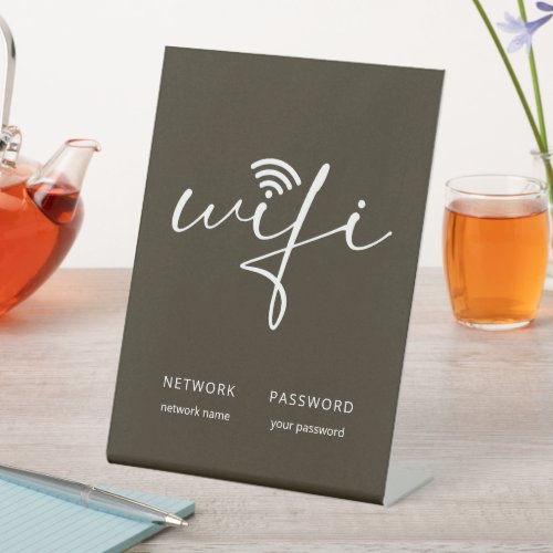 Simple WiFi Script Network Password Brown Pedestal Sign