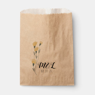Simple Wild Flower Hand Drawn Wedding  Favor Bag