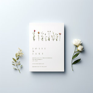Simple wild Flowers Wedding Invitation