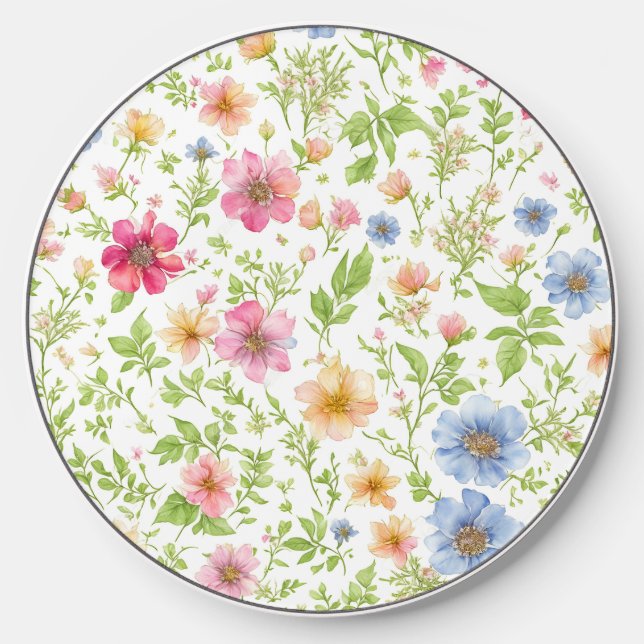 Simple Wild Rose pattern, Elegant Wireless Charger (Front)