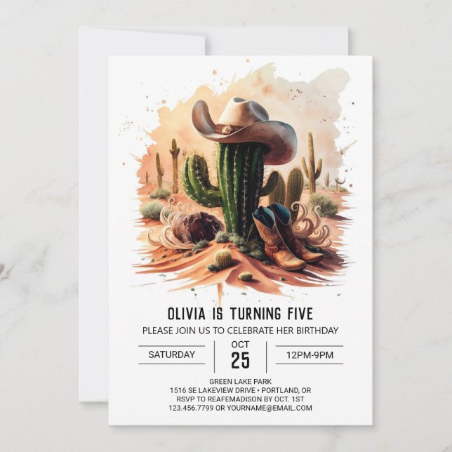 Simple Wild West Cowboy Birthday Invitation (Front)