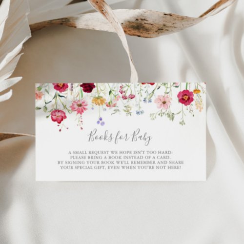 Simple Wildflower Baby Shower Book Request Enclosure Card