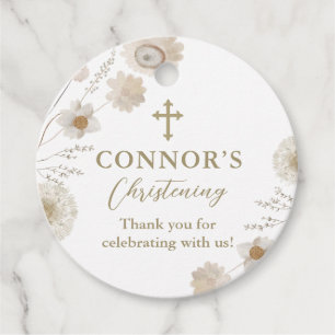 Simple Wildflower Baptism or Christening Favor Tags
