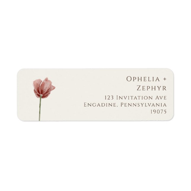 Simple Wildflower | Beige Return Address Label (Front)