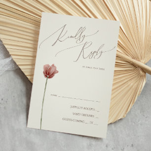 Simple Wildflower Beige RSVP Card