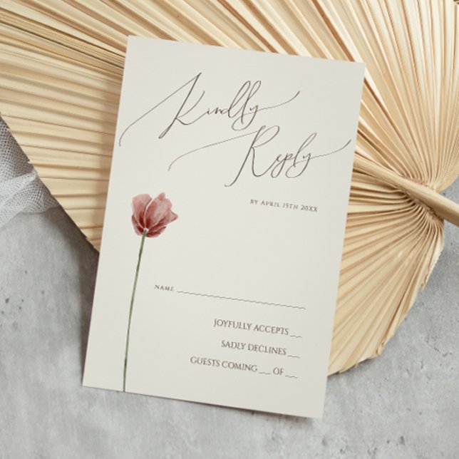 Simple Wildflower | Beige RSVP Card (Creator Uploaded)