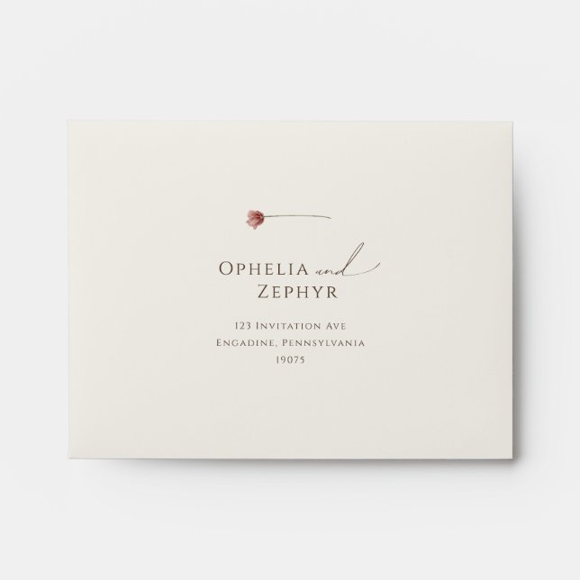 Simple Wildflower | Beige Self Addressed RSVP Envelope (Front)