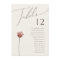 Simple Wildflower | Beige Table Number Chart